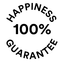 happiness 100% guaranteed circular logo